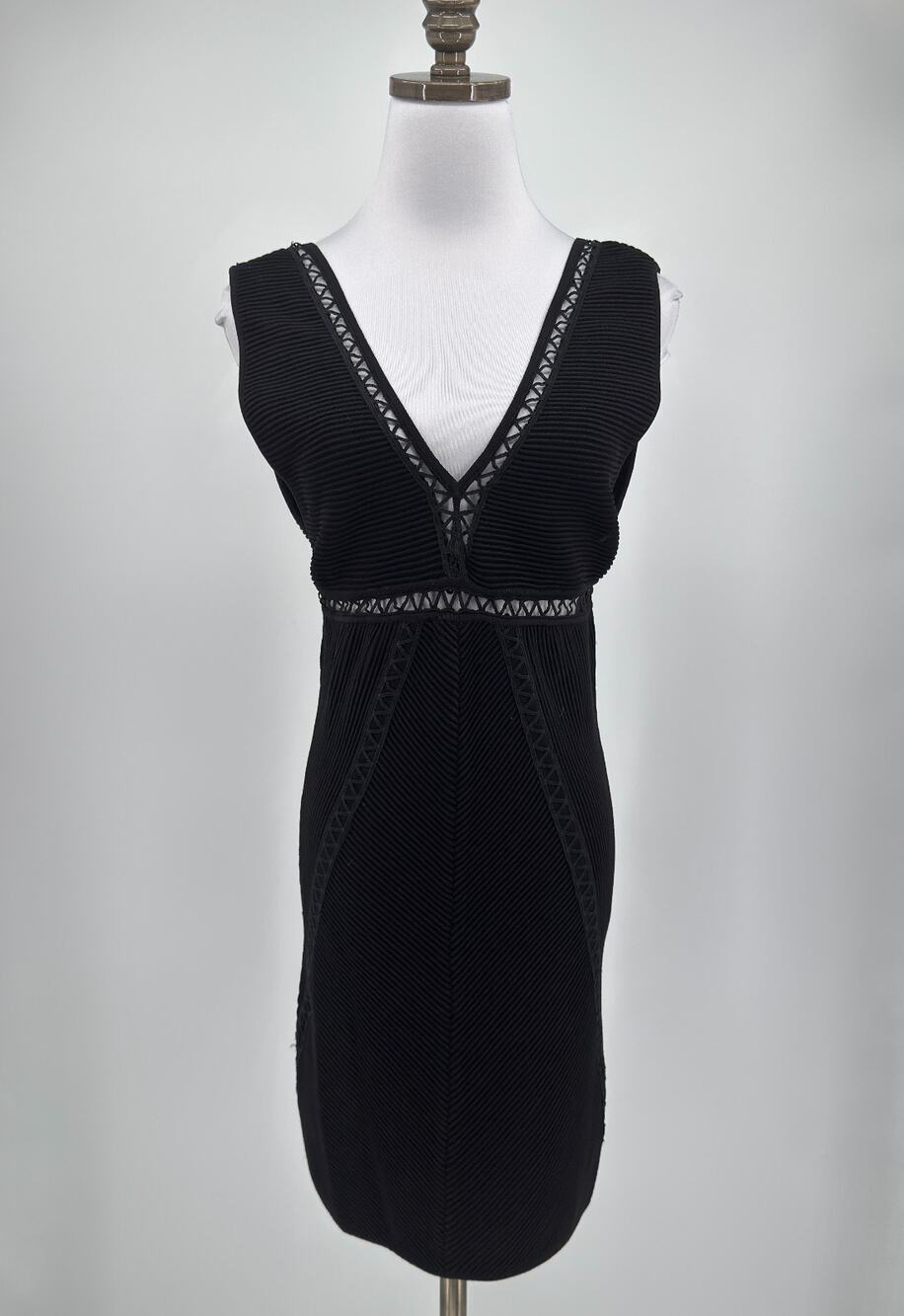 Free People Razzle Dazzle Black Heavy Ribbed Knit Cut Out Mini Dress Sz M NEW